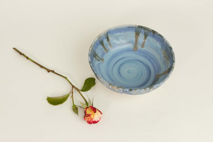 Swirly Blue Medium Serving Bowl