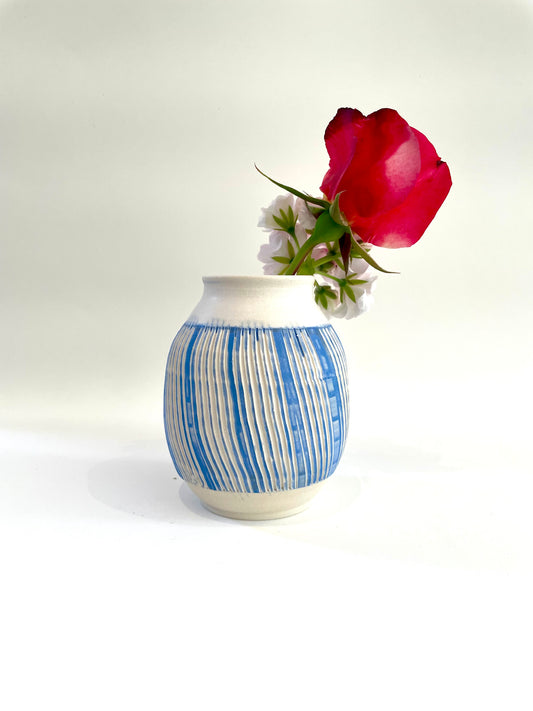 Velvet Indigo Bud Vase/ Moon Jar
