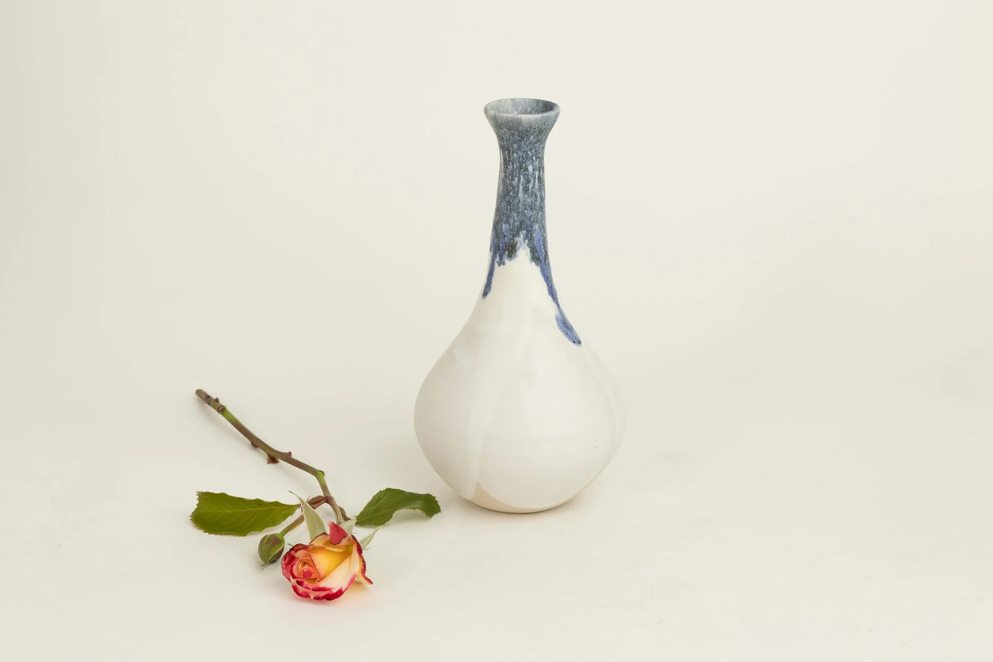 Swirly Blue & White Long Neck Vase