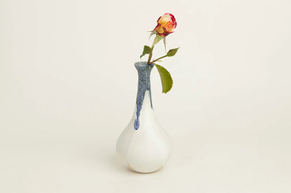 Swirly Blue & White Long Neck Vase