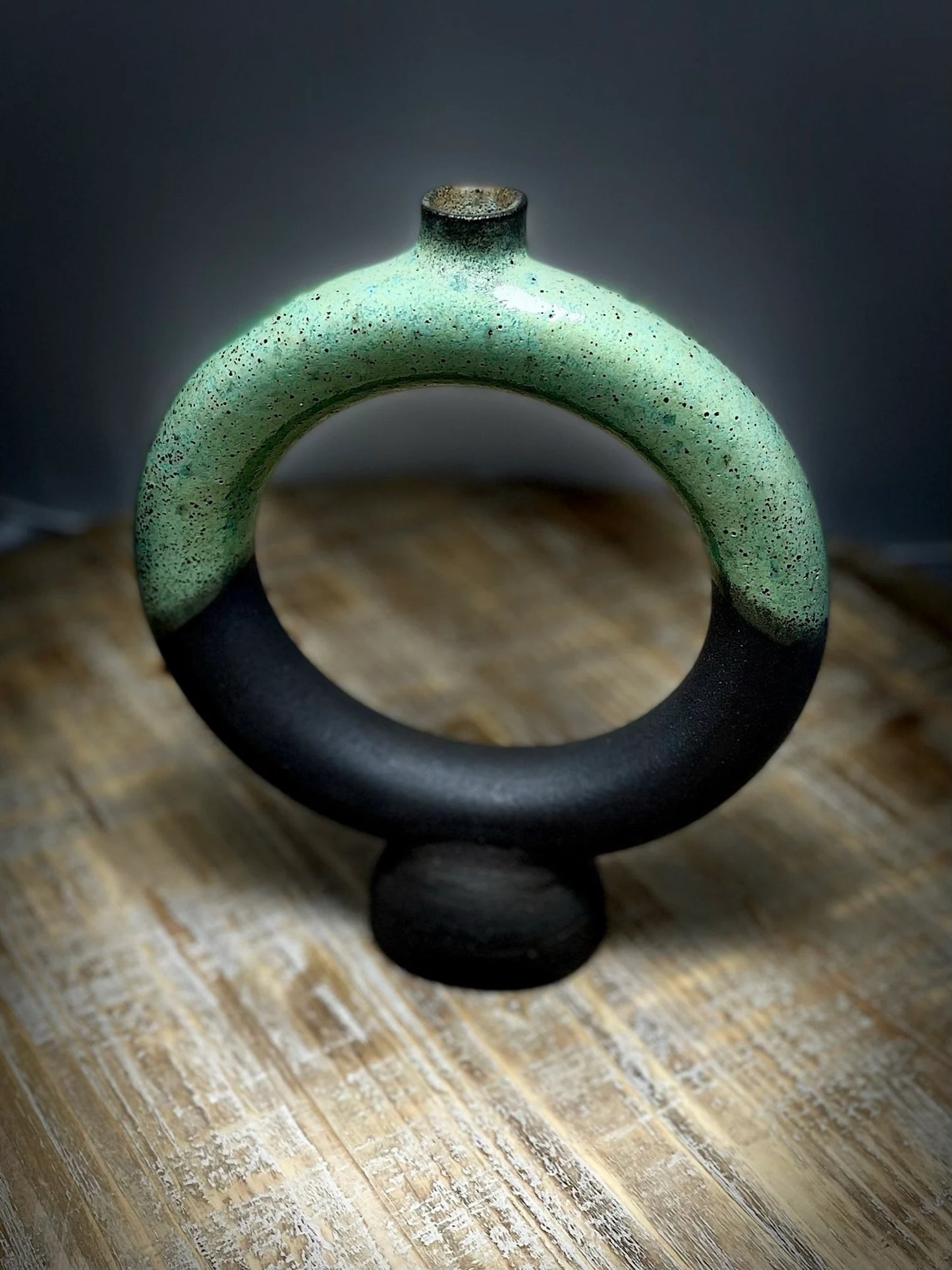 Jade Donut Vase/Candle Holder