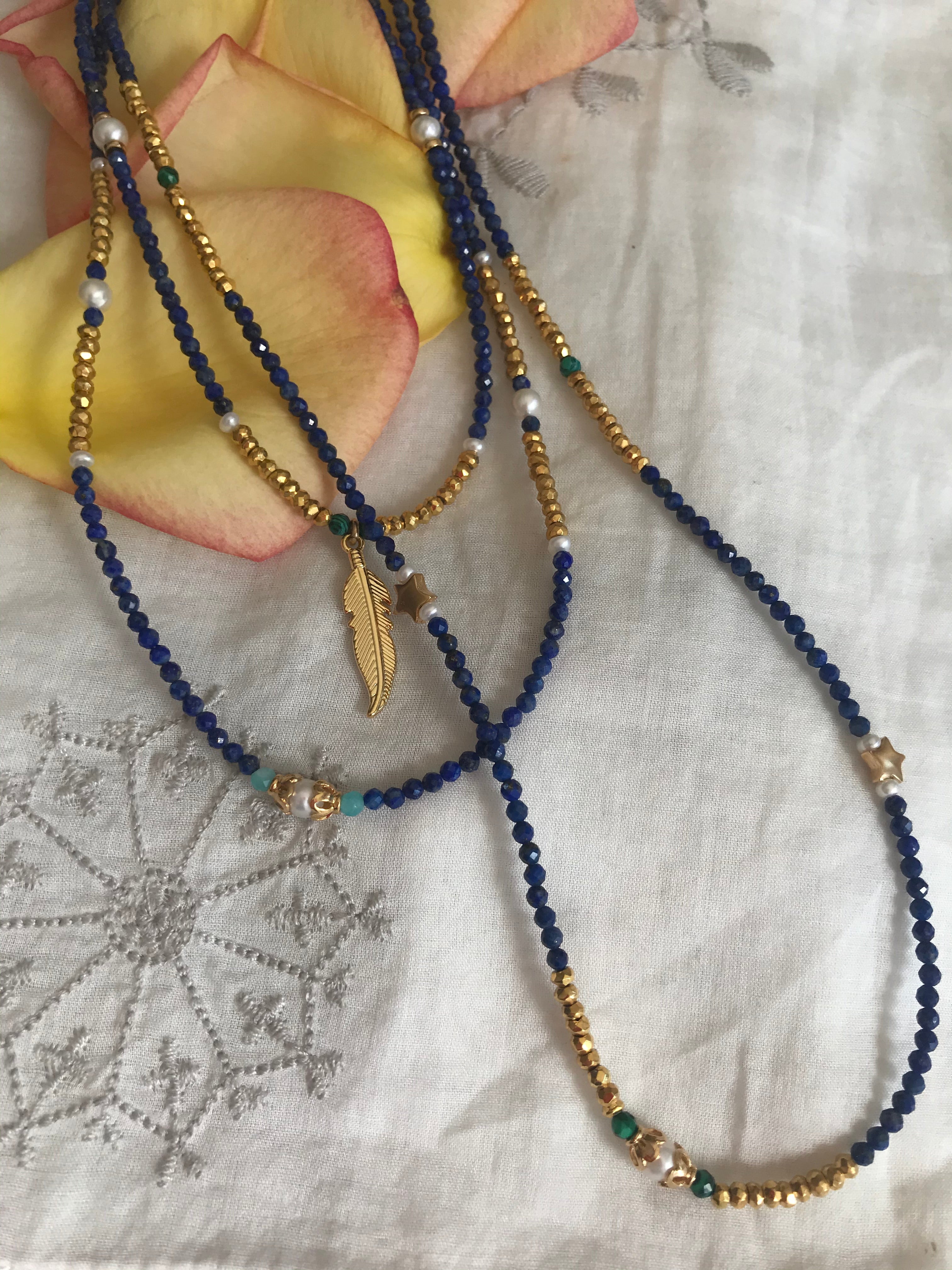 Lapis Lazuli & Malachite stacking necklace