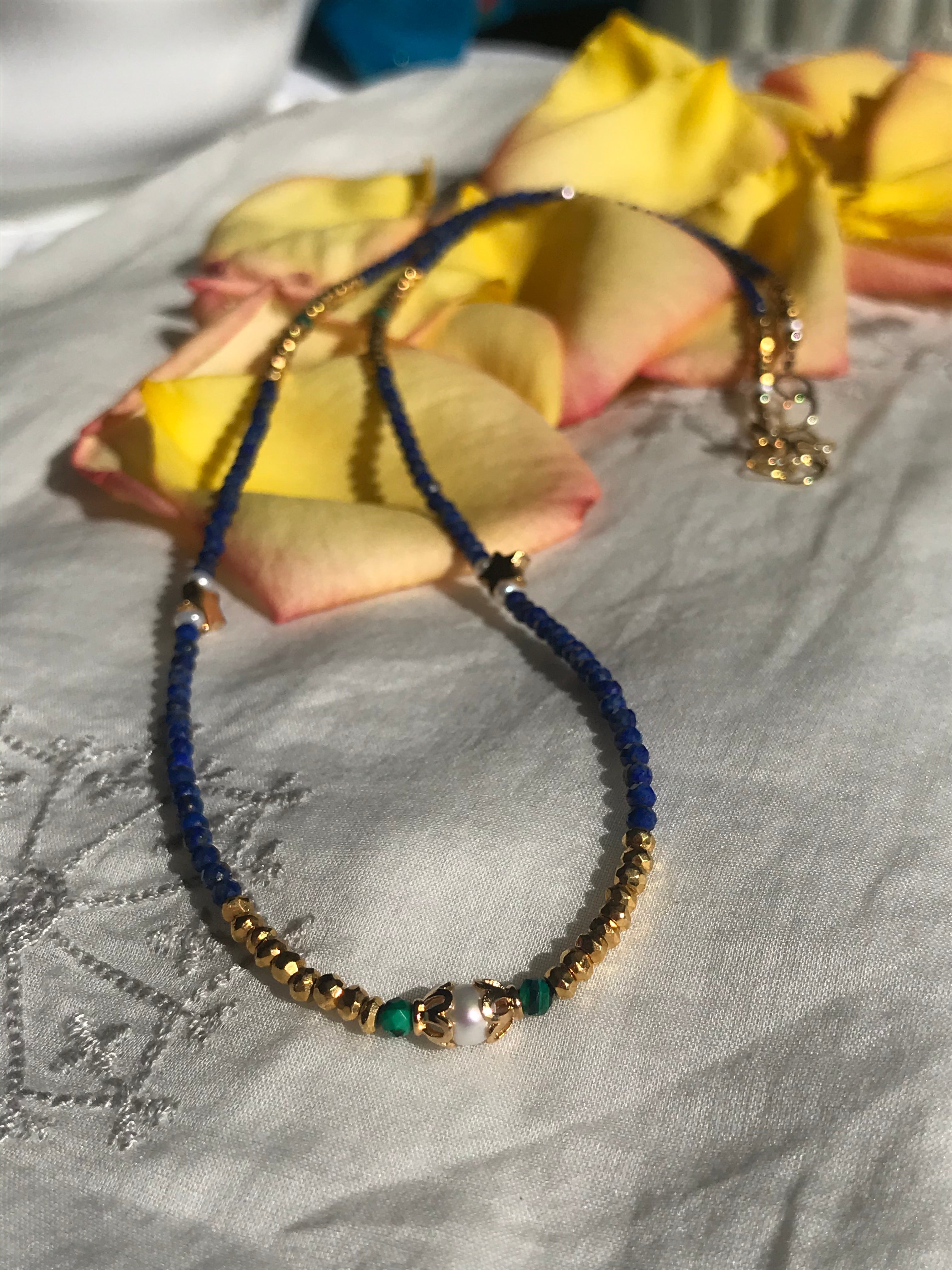 Lapis Lazuli & Malachite stacking necklace