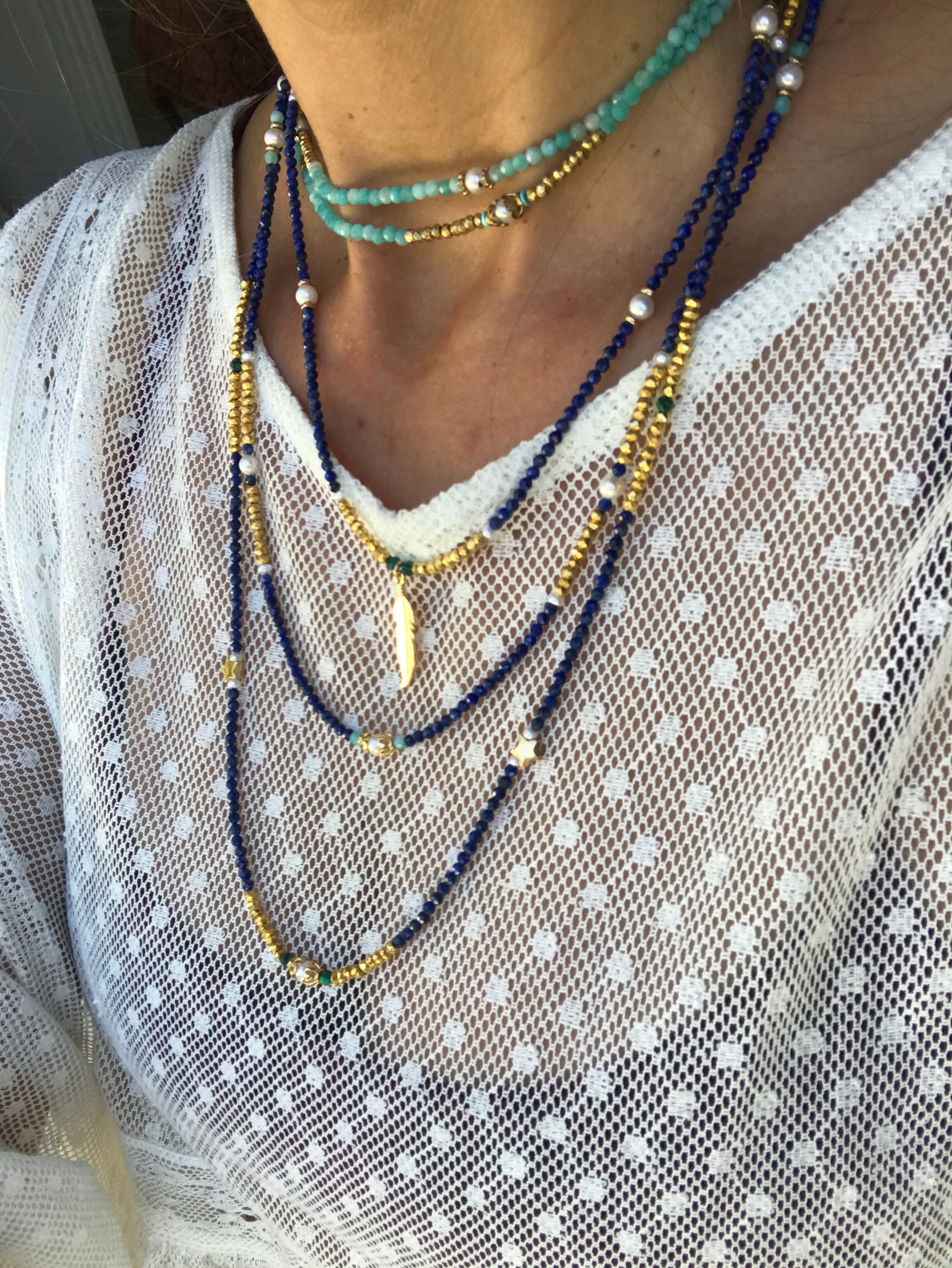 Lapis Lazuli & Malachite stacking necklace