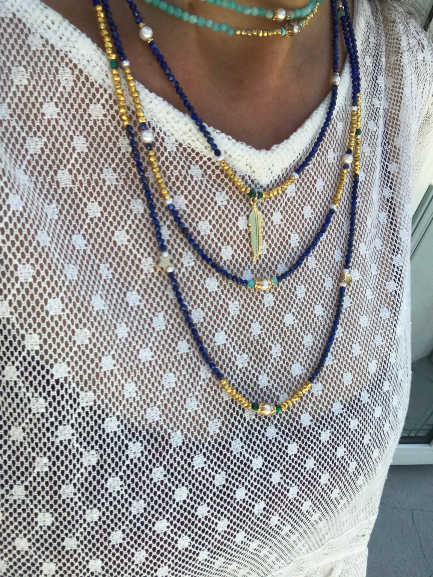 Lapis Lazuli & Malachite stacking necklace