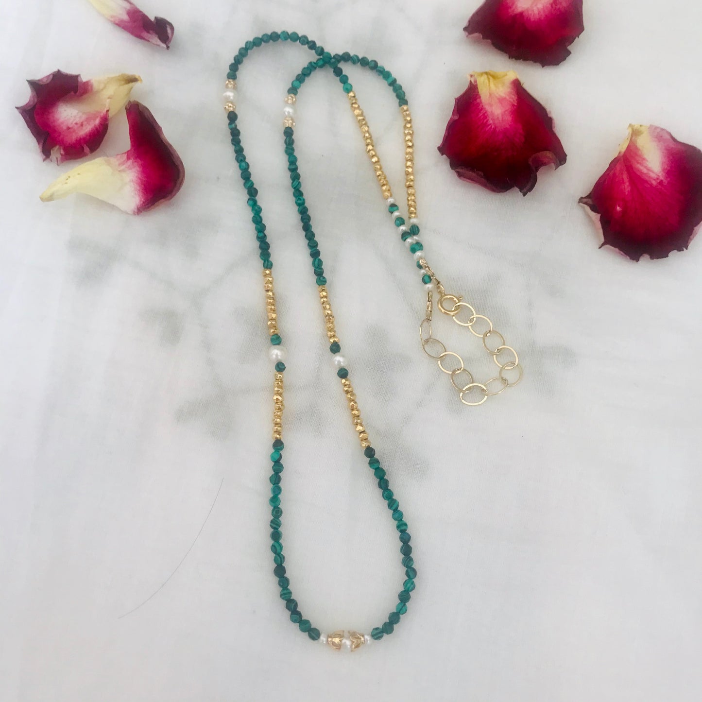 Malachite Pyrite long stacking Necklace