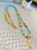 Amazonite Sunstone feather necklace (long)