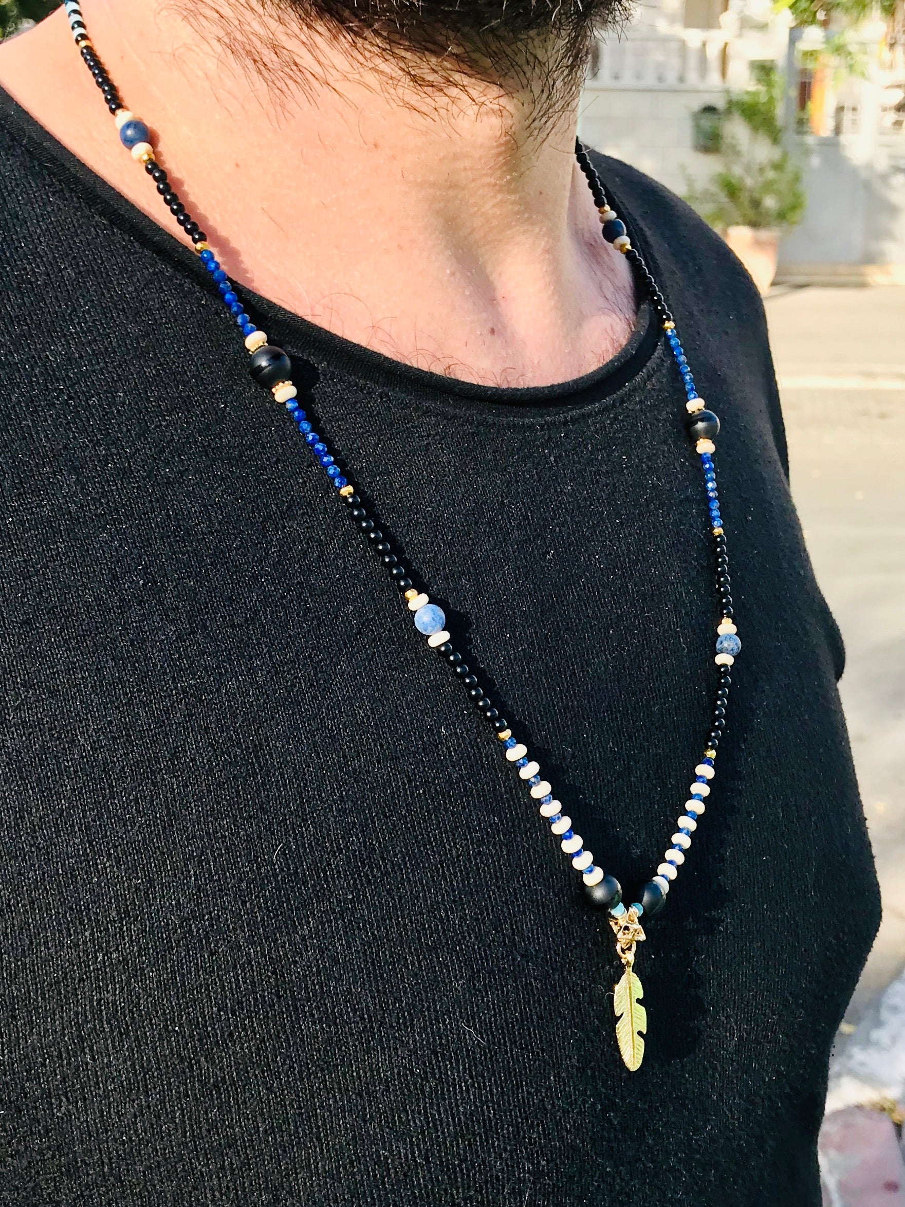 Men’s Lapis Lazuli & Onyx Necklace