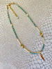 Apatite Mother of Pearl Feather Charm Necklace