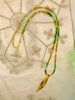 Chrysoprase long Feather Charm Necklace