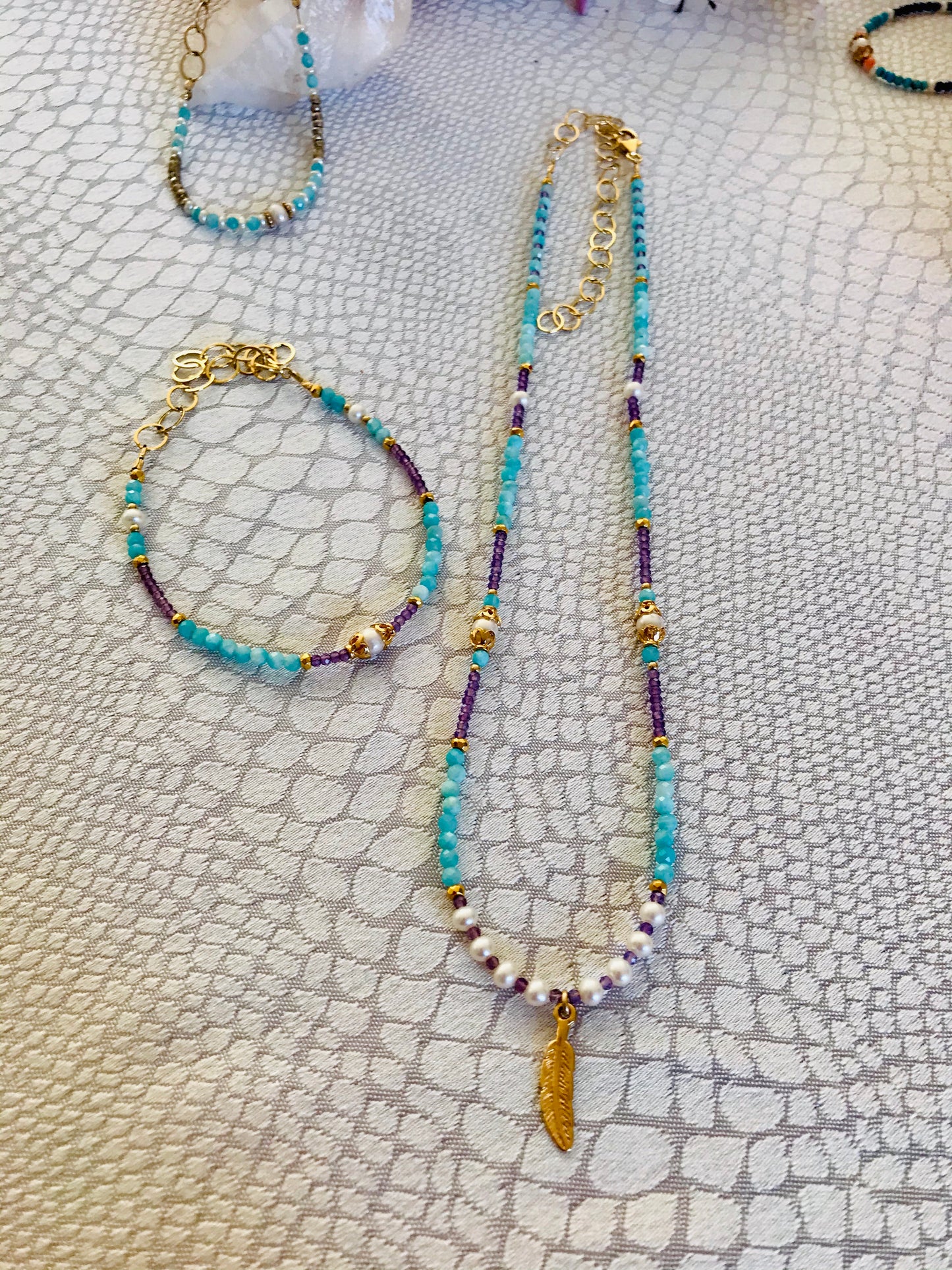 Amazonite & Amethyst Set