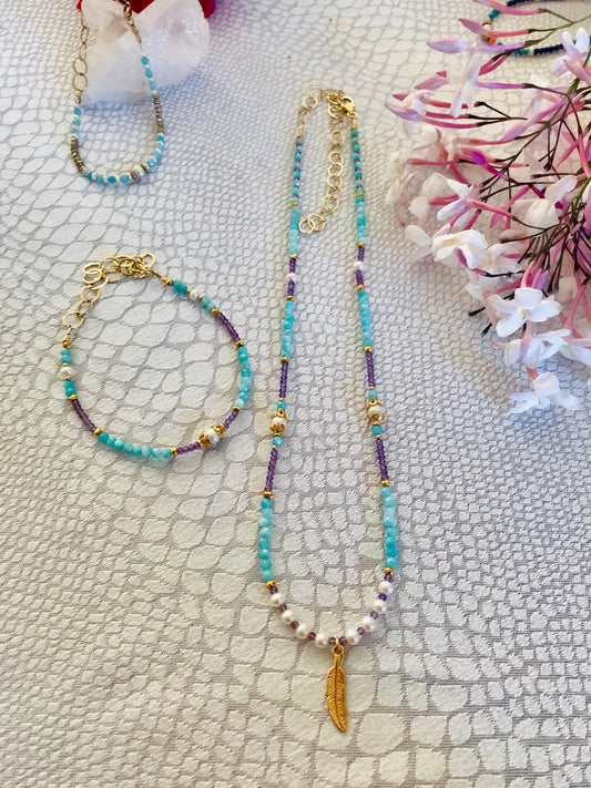 Amazonite & Amethyst Set