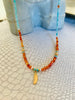 Amazonite Carnelian feather necklace (long)