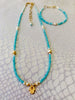 Amazonite & Mother of Pearl Hamsah necklace & bracelet set