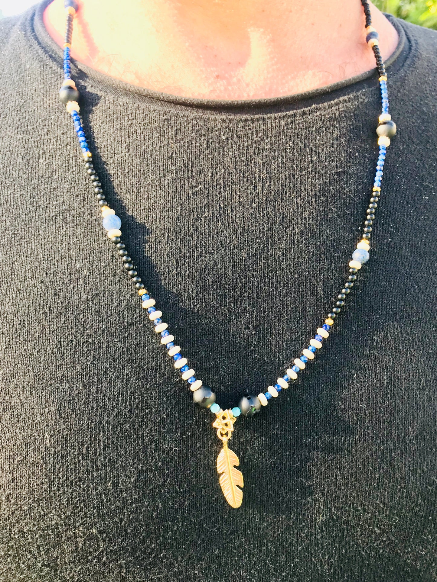 Men’s Lapis Lazuli & Onyx Necklace