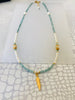 Apatite Mother of Pearl Feather Charm Necklace