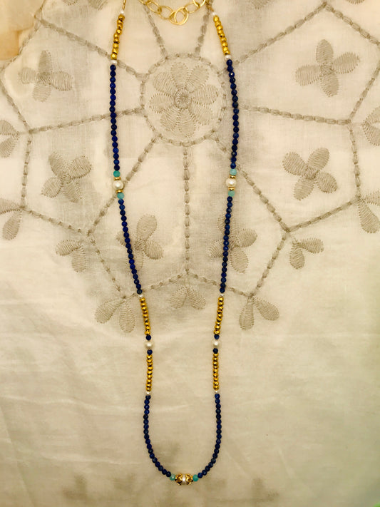 Lapis Lazuli Amazonite (medium long) Stacking Necklace