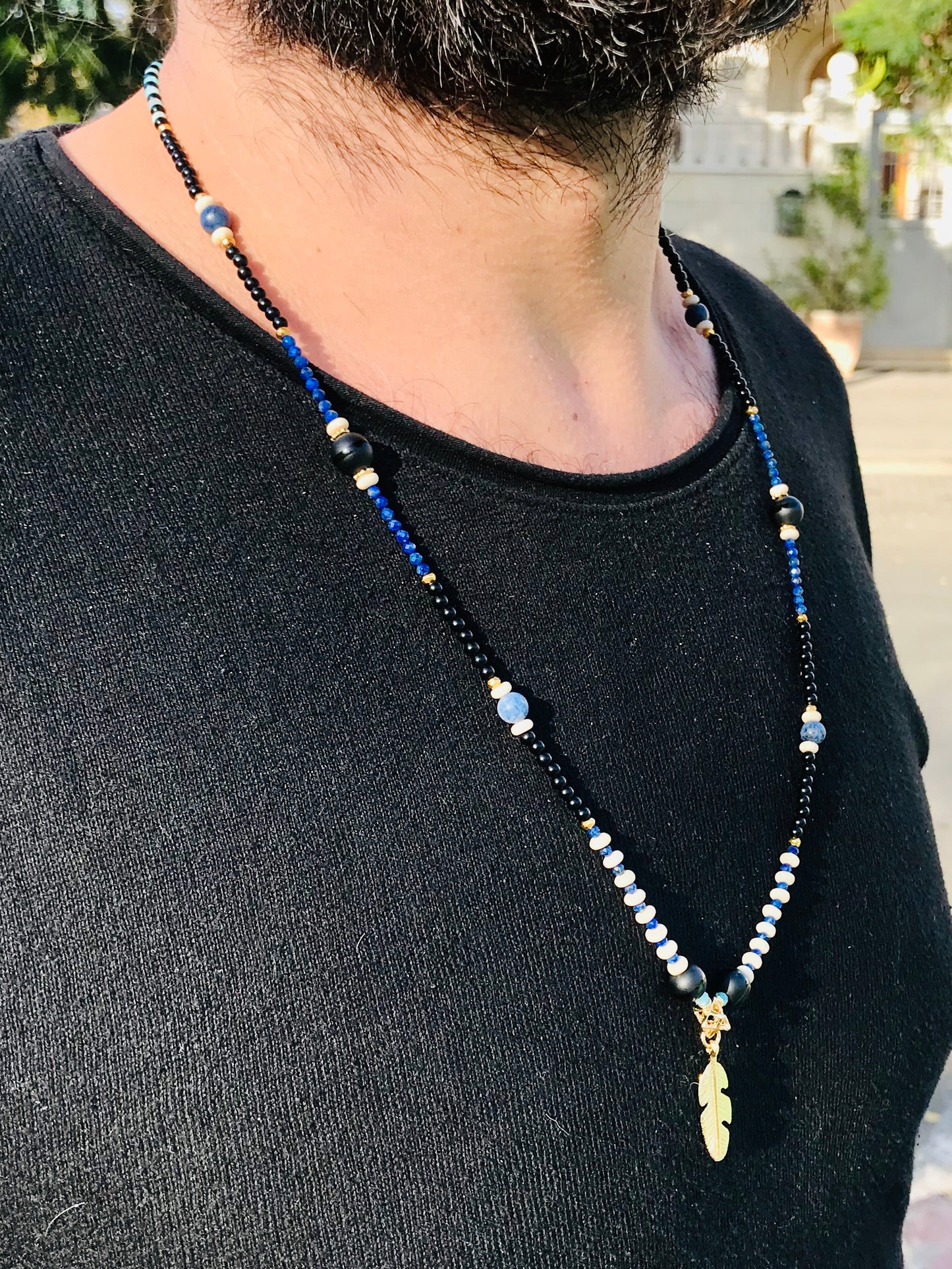 Men’s Lapis Lazuli & Onyx Necklace