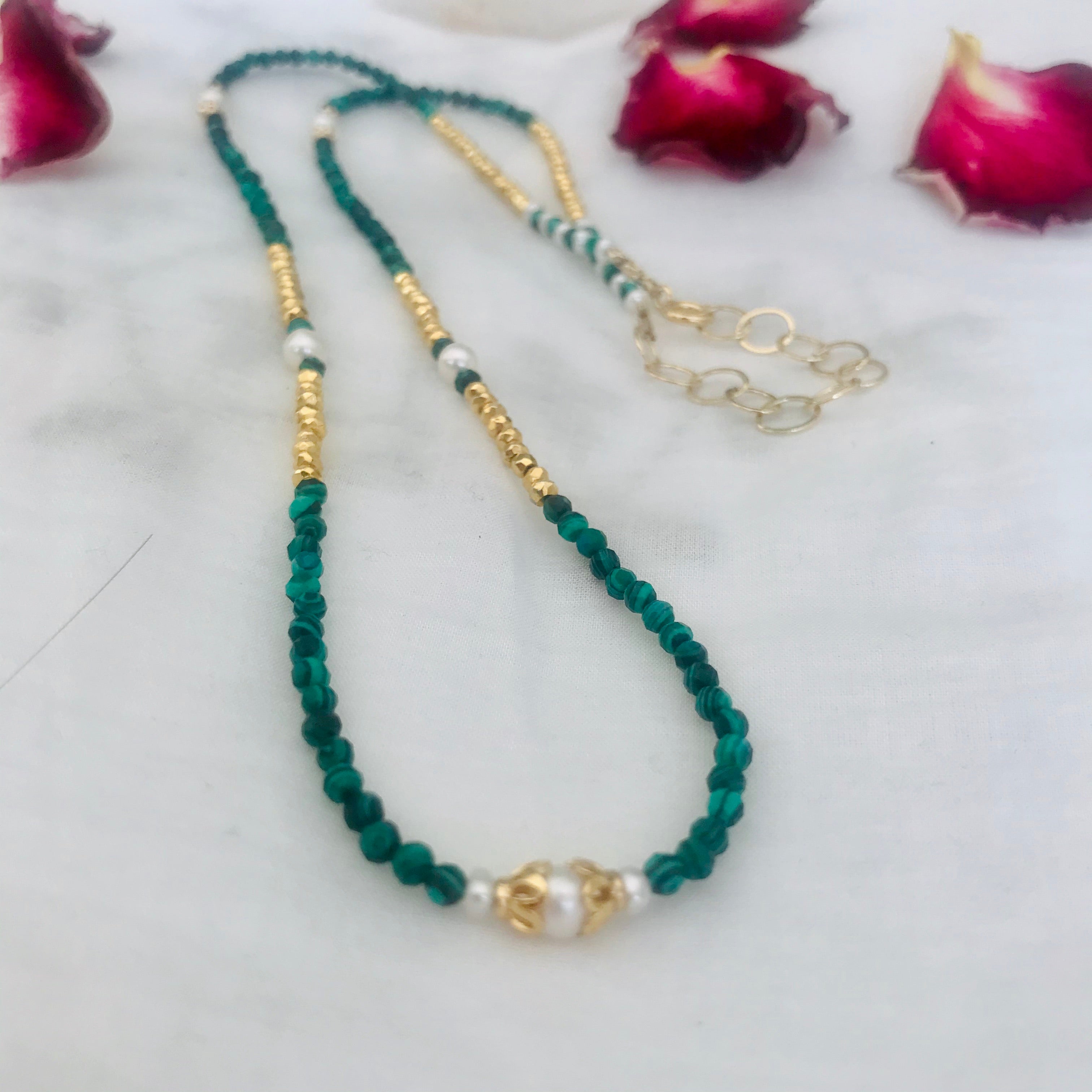 Malachite Pyrite long stacking Necklace