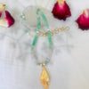 Moonstone Chrysoprase Feather Charm Necklace