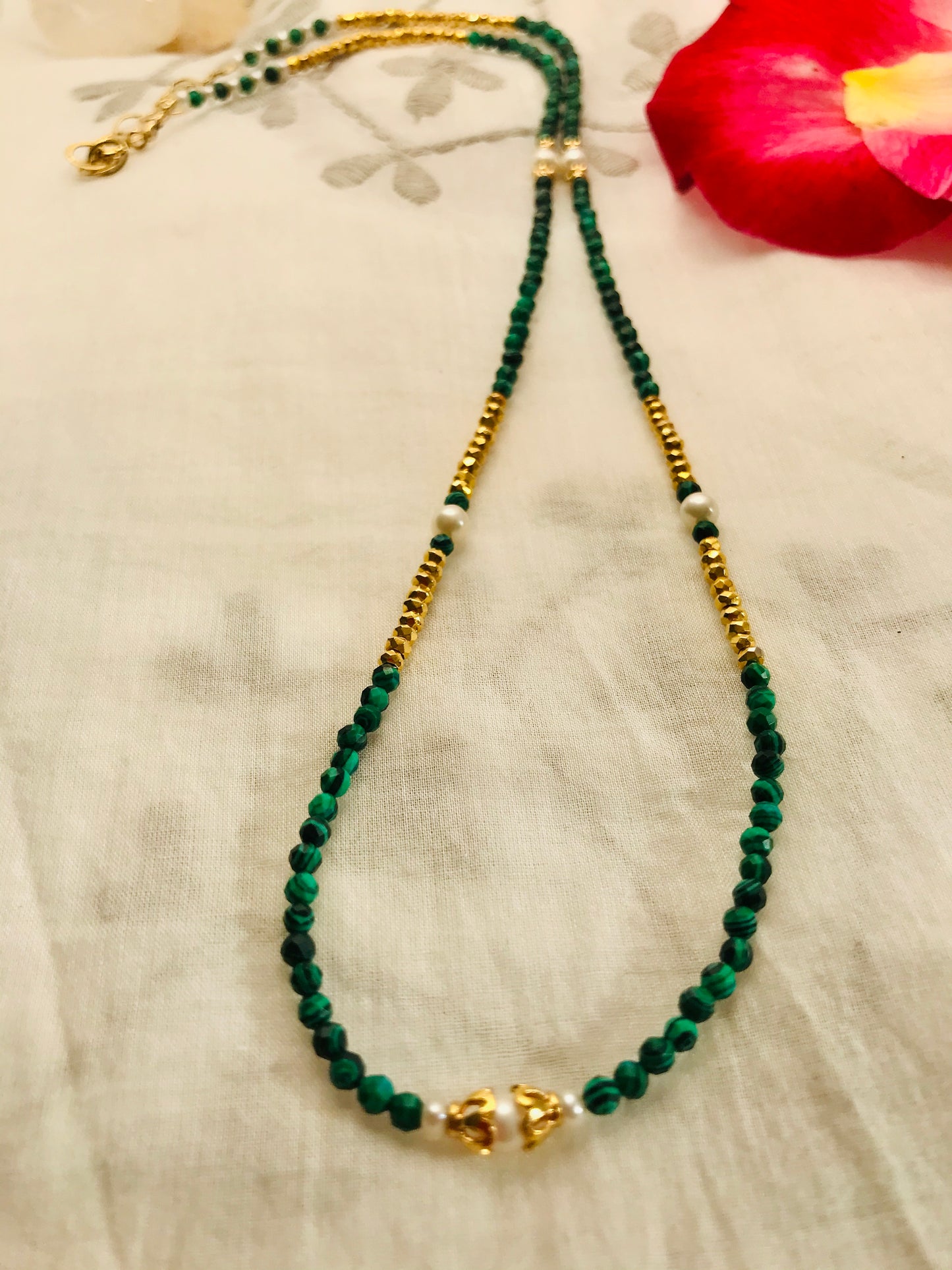 Malachite Pyrite long stacking Necklace