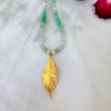 Moonstone Chrysoprase Feather Charm Necklace