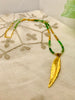 Chrysoprase long Feather Charm Necklace